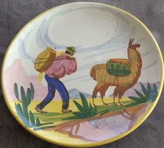 Vintage Hand Crafted Terra Cotta Pottery Dinner Plate - Peru - VGC - GORGEOUS - £23.29 GBP