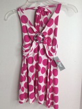 Flowers By Zoe Halter Top Tunic Shirt Dress Polka Dot Pink White Girls Size 5 - £12.66 GBP