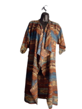 LuLaRoe Kimono Semi Sheer Brown Green Western Print Womens Size Small - $16.05