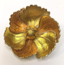 Vintage Orange Yellow Metallic Pansy Brooch Made in Germany Unknown Era - £19.30 GBP