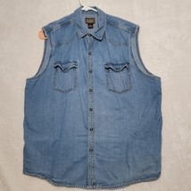 CE. Schmidt Mens Denim Vest Size XL Blue Workwear Casual Snap Sleeveless - £24.70 GBP