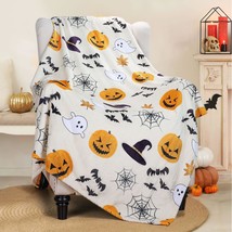 Halloween Throw Blanket, Fall Orange Plush Fuzzy Throws Blankets For Couch 50 X  - £28.43 GBP