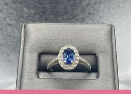 Lab Created 2.35Ct Blue Sapphire 14k White Gold Finish Engagement Ring Size 5.5 - £109.55 GBP