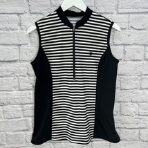 Coolibar Womens Sleeveless Top Black White Stripe Size M 1/4 Zip UPF 50+ Golf - £23.70 GBP