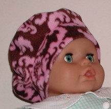 Damask Beret Baby Girls Brown Pink Hat Girl Chocolate 5 mo One Year Old Babies - £7.99 GBP