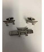 Vtg Sterling Silver .950 Tie Bar Clasp Clip &amp; Cufflinks Set Shinto Torii... - $67.77 CAD