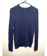 Polo Ralph Lauren Men&#39;s Cable Knit Cotton Crew Sweater NAVY BLUE SZ XS N... - £102.61 GBP