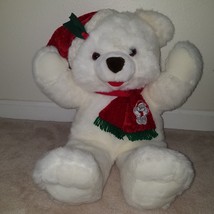 VTG JC Penney Holiday Collection White Teddy Plush 18&quot; Christmas Golden Bear Co - £47.27 GBP