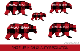 Christmas Family Bear Buffalo Plaid Bear PNG - $47.59 MXN