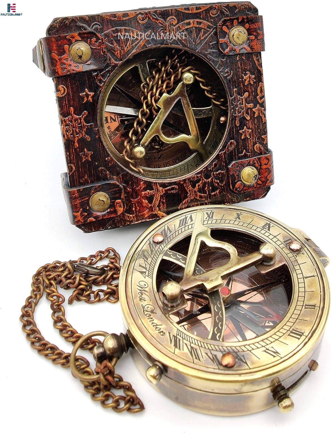 Solid 3'' Brass Sundial Compass Antique Nautical Vintage