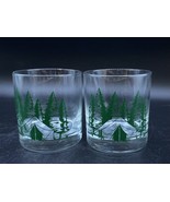Whiskey Highball Rocks Glass Camping Tent Trees Cabin RV 11oz LOT 2 - $17.81