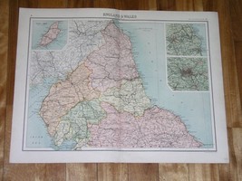 1900 Original Antique Map Of England Durham Cumberland Westmorland Man - £14.13 GBP