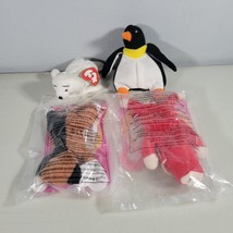 TY Teenie Beanie Babies Lot of 4 Cat Penguin Snort Seal Sealed and Used - £8.36 GBP