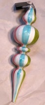 Robert Stanley Christmas Ornaments Glass Finial Candy Stripe Pink Blue G... - £15.75 GBP