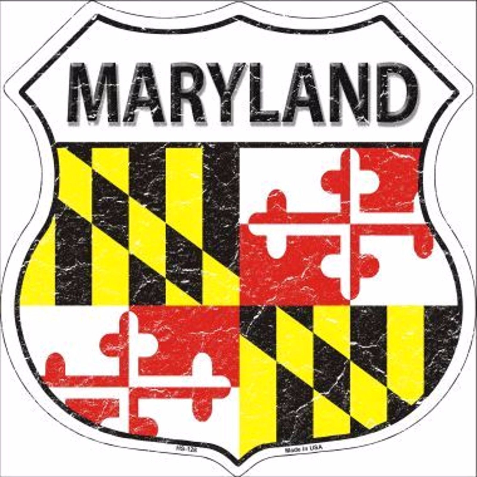 Primary image for Maryland State Flag Distressed 11" x 11" Novelty Highway Shield Metal Sign