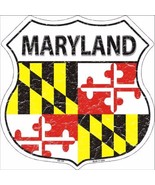 Maryland State Flag Distressed 11&quot; x 11&quot; Novelty Highway Shield Metal Sign - £7.86 GBP