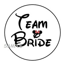 30 Team Bride Envelope Seals Labels Stickers 1.5&quot; Round Minnie Ears Wedding - £5.88 GBP