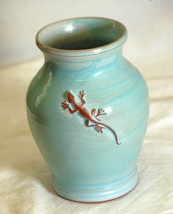 Kilnworks Pottery Gecko Lizard Vase Island Style St. Thomas V.I. - $21.77