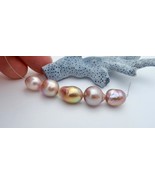 5 Bright Purple Pink Rainbow Iridescent Freshwater 10-12.1mm  Drilled Cu... - $93.29 CAD