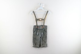 Vintage Youth Suede Leather Distressed Lederhosen Overalls Bibs Gray No ... - $64.30
