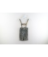 Vintage Youth Suede Leather Distressed Lederhosen Overalls Bibs Gray No ... - $87.94 CAD