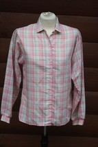 Vtg White Stag 14 Pink Plaid Check Button Down Polyester Cotton Shirt - £9.52 GBP