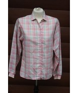 Vtg White Stag 14 Pink Plaid Check Button Down Polyester Cotton Shirt - £9.56 GBP