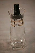 Modern Vinegar Olive Oil Carafe Dispenser Glass Bottle Gold Accents MCM ... - $16.82