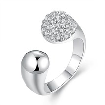 Pave in Swarovski Crystals Adjustable Ring in White Gold - £22.04 GBP