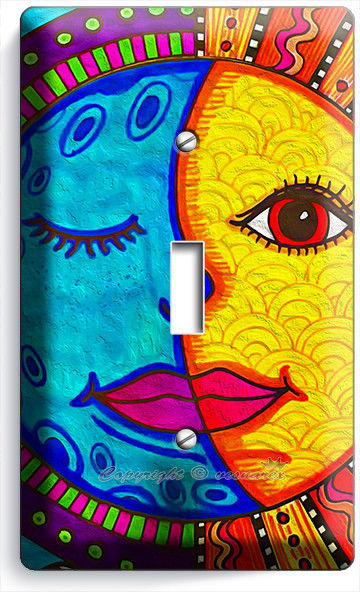 MEXICAN FOLK ART MOON AND SUN LIGHT SWITCH OUTLET WALL PLATE ROOM HOUSE HD DECOR