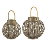 Hampton Bay Woven Lantern with Metal Handle (Set of 2) Lights Outdoor Party - $1,310.24 MXN