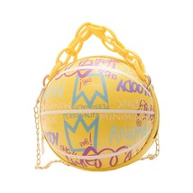 2021 Women Personality Graffiti Round Ball Bag Soft PU Leather Crossbody Acrylic - £23.01 GBP