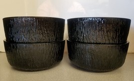 Indiana Glass Crystal Ice Tree Bark Set of 4 Cereal Bowls Black - $27.07