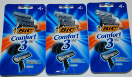 BIC Comfort 3 Disposable Men Shaving Razors Triple Blade 4-pack Lot of 3 - £14.38 GBP