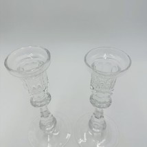Waterford Crystal Candle Sticks Ireland Cut Glass Vintage Gothic Marking - £95.36 GBP