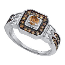 10K White Gold Enhance Cognac Brown Diamond Bridal Wedding Engagement Ring 5/8CT - £372.69 GBP