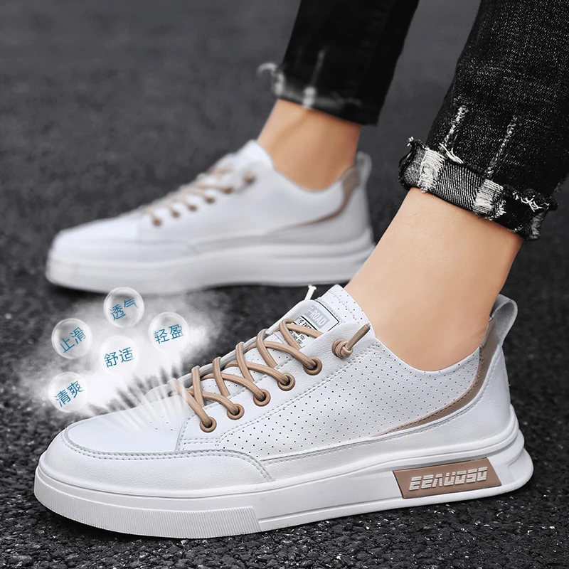New Fashion  Up  Leather Casual Men Shoes White Shoes Daily  Size 39- 44 - £148.77 GBP