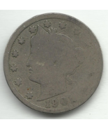 1901 Liberty head  V nickel Coin No mint mark = Philadelphia - $1,856.15 MXN