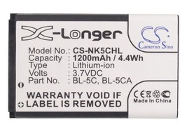 3.7V 1200Mah Li-Ion Replacement Battery For Nokia Bl-5C Mobile - £34.35 GBP