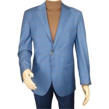 Men's Mono Turkey Sport Coat 100% Super 180s Wool 1480-01 Blue Plaid image 8