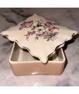 VINTAGE Ceramic Feminine Jewelry Box Victorian Daisy Rose Pastel lidded ... - €15,15 EUR
