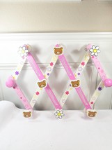 San-X Rilakkuma bear wood accordion peg wall hanger Sanrio pink white daisy RARE - $47.00