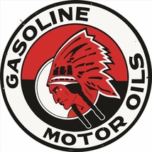 Gasoline-Motor Oil Indian Metal Advertising Sign 14&quot; - £31.80 GBP