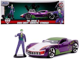 2009 Chevrolet Corvette Stingray with Joker Diecast Figurine &quot;DC Comics&quot; Series - £40.54 GBP