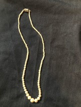 vintage made in japan faux pearl necklace 16&quot; Graduated Size pearls Butt... - $27.95