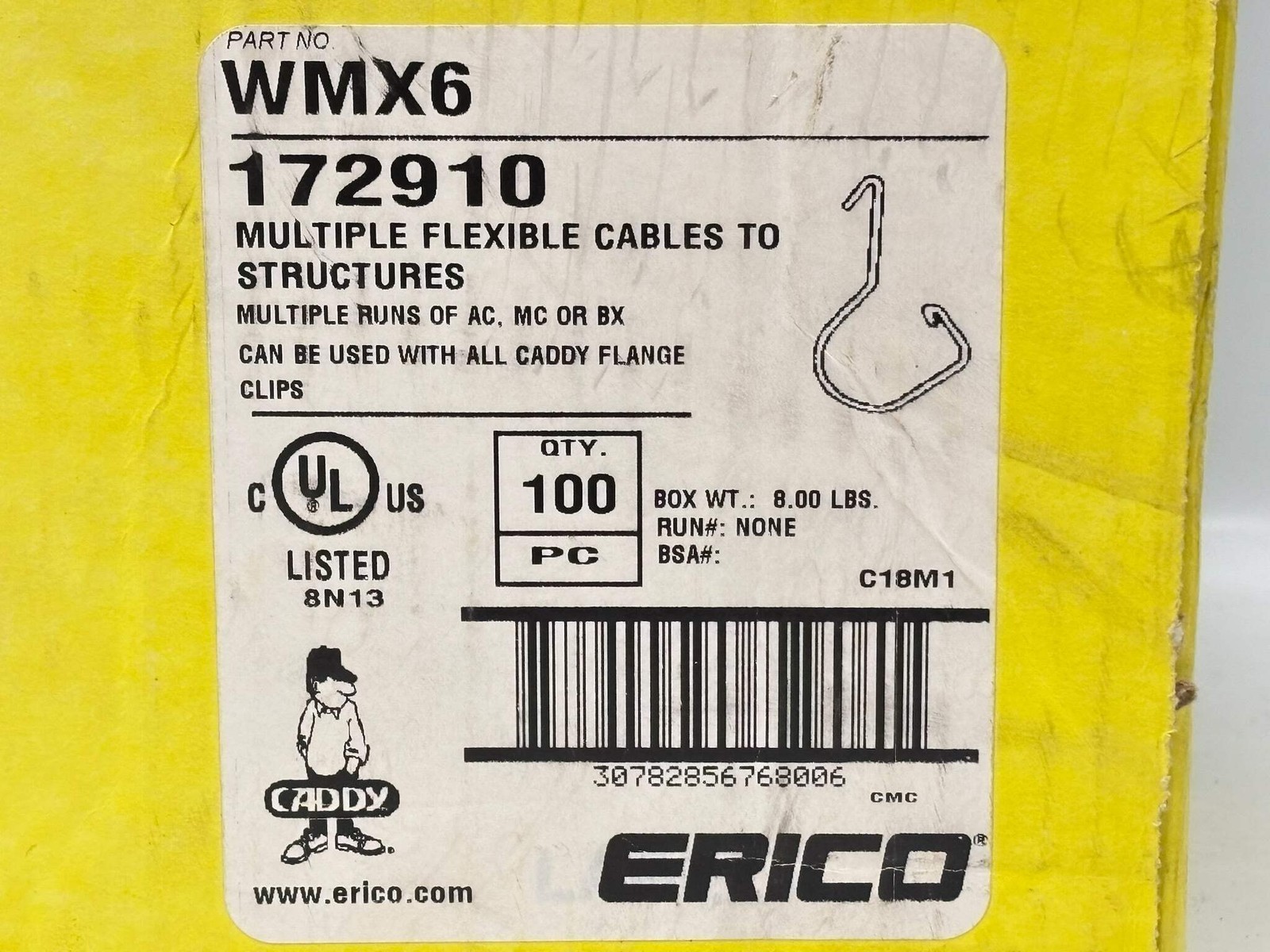 100PK nVent CADDY WMX6 Cable Hanger, 1-3/4" Dia, Steel, 75 lb Load Item image 4