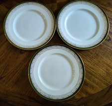 Set of 3 Royal Grafton Majestic Green/Gold Rims 10 3/4&quot;  Dinner Plates -Ex - £15.23 GBP