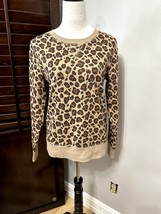 Amazon Essentials Womens Pullover Sweatshirt Brown Beige Animal Print Lounge XS - £8.91 GBP