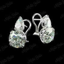 4.5Ct Round Cut Diamond Solitaire Stud Omega Back Earrings 14K White Gold Finish - £65.43 GBP