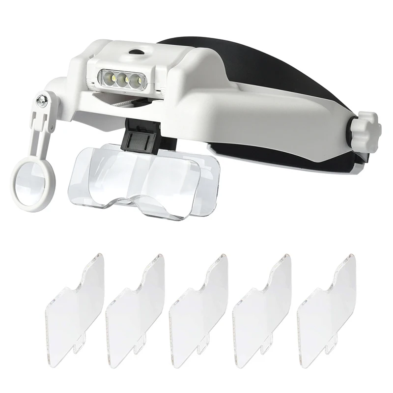 Head Magnifier Multi-functional Loupe Led Head Mounted Magnifying Gl With 5 Repa - £232.49 GBP